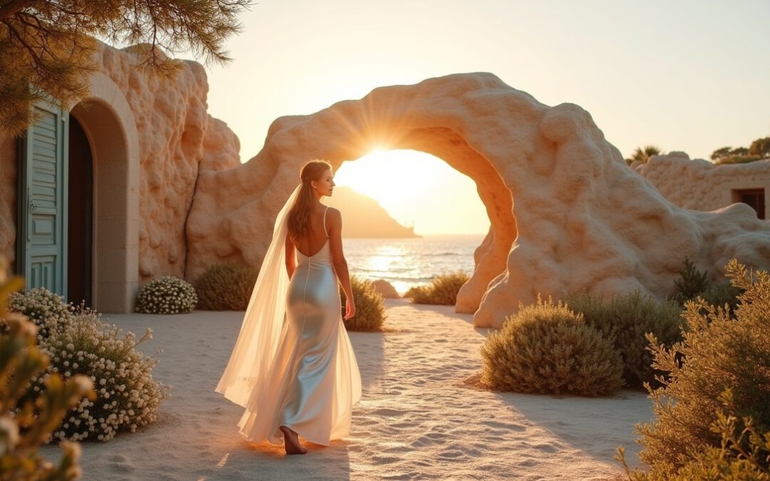 Inside the dreamy Mediterranean Gala González wedding with surrealist vibes and a mermaidcore gown